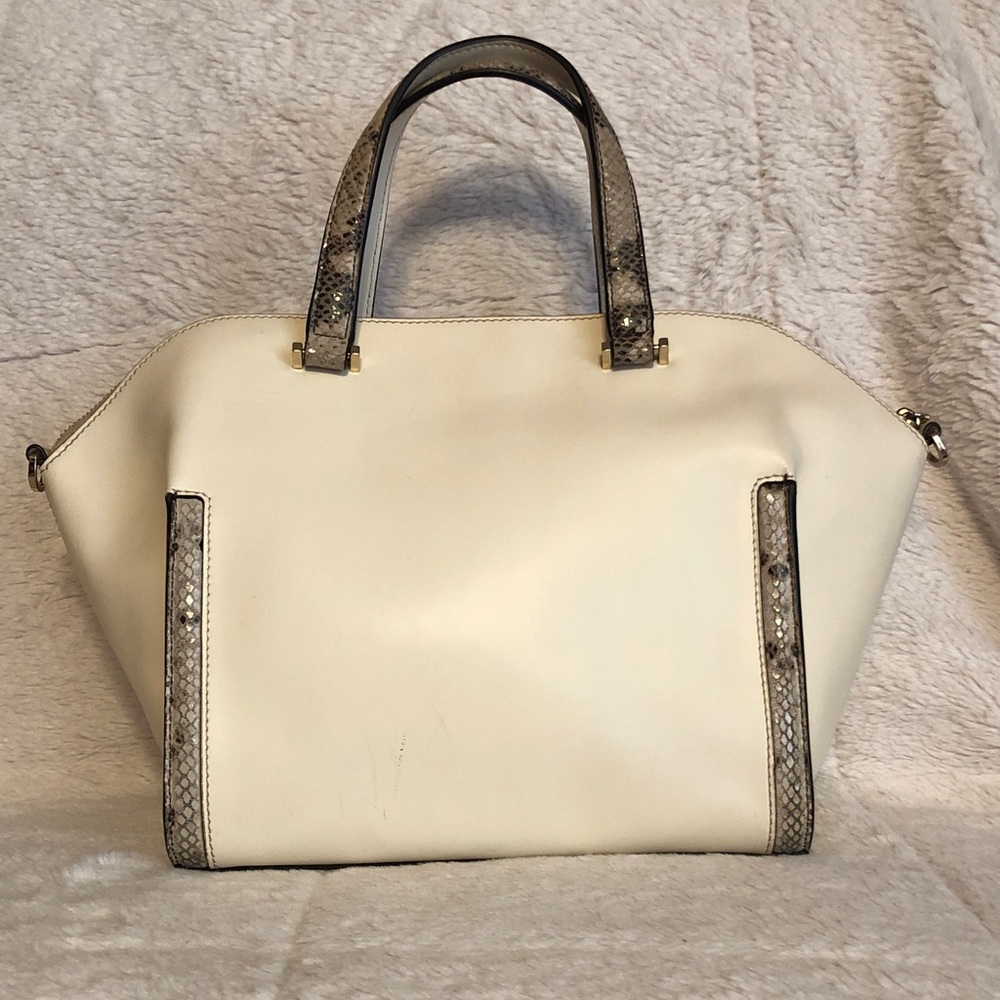 Kate Spade Parliament Square Savannah Cream Top-Handle Satchel with Snake-Trim - Picture 3 of 9